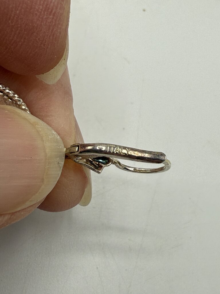 Sterling Silver Doom Shaped Wire Dangle Pierced Earrings Italy /ro