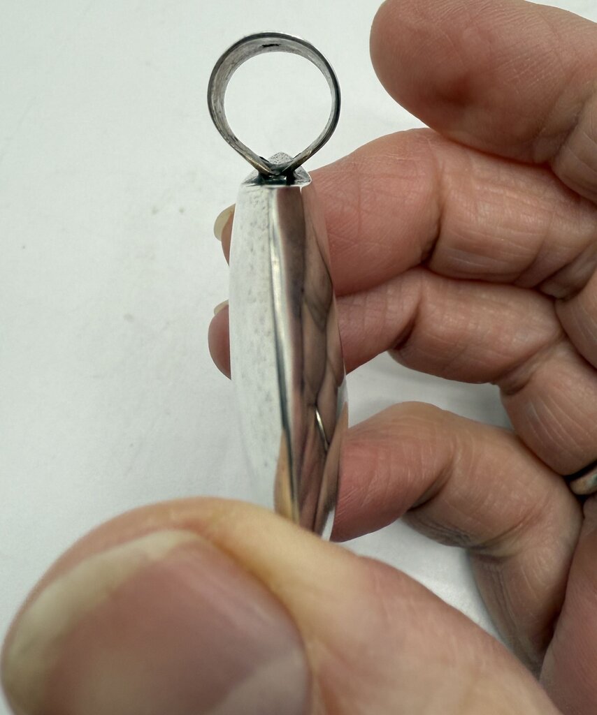 Sterling Silver Puffy Donut Shape Pendant Necklace Slide /ro