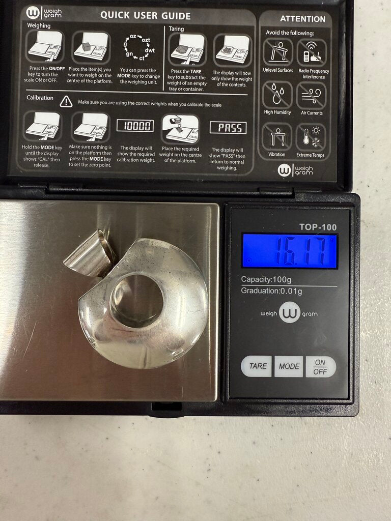 Sterling Silver Puffy Donut Shape Pendant Necklace Slide /ro