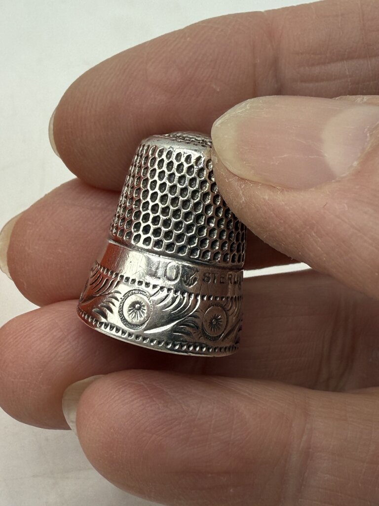 Antique Sterling Silver Sewing Thimble size 10 /ro