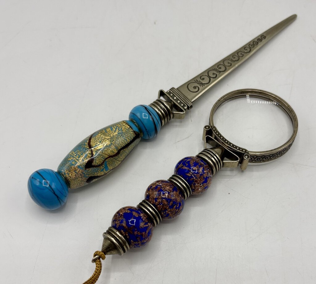 Letter Opener & Magnifying Glass Set Murano Glass /j
