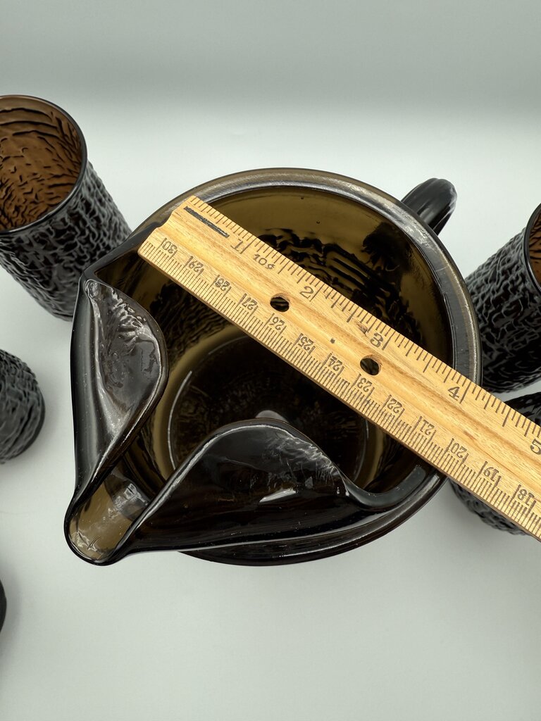 VTG Libbey Artica Tawny Brown Pitcher & 5 Glasses /roh