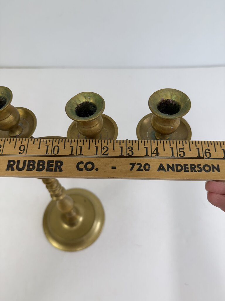 Vintage Large Brass 5 Arm Candelabra w/Dogs /rw