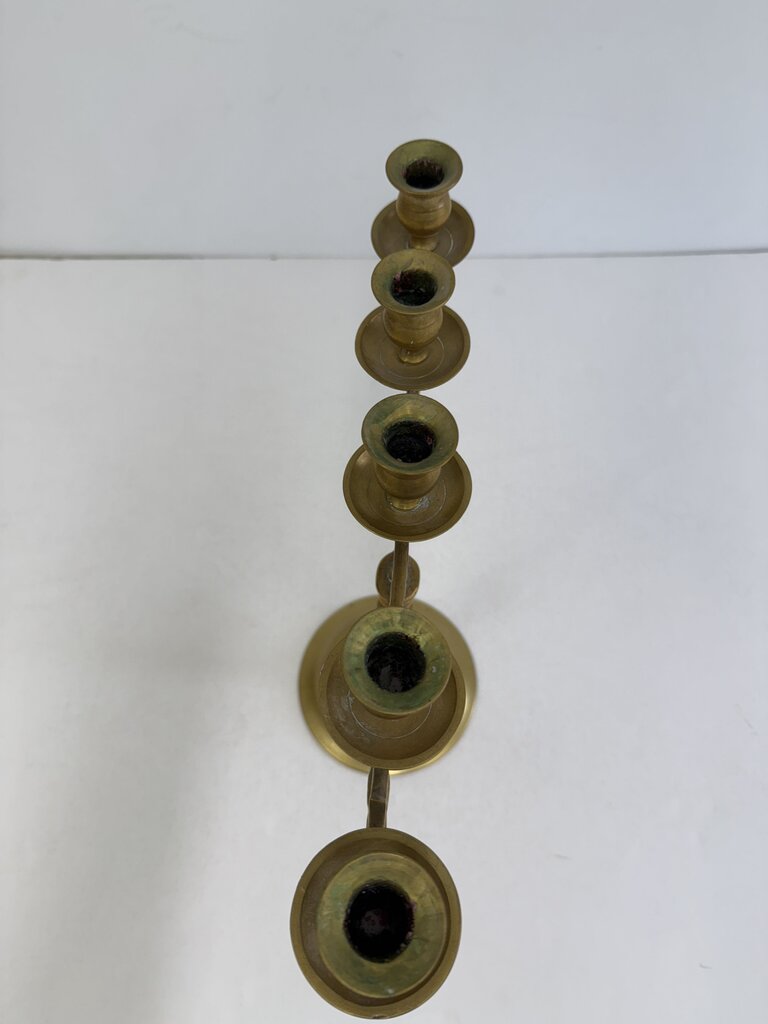 Vintage Large Brass 5 Arm Candelabra w/Dogs /rw