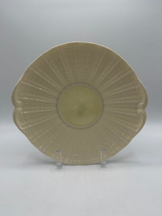 VTG Belleek Irish Neptune Yellow 10” Cake Plate Green Mark /ro