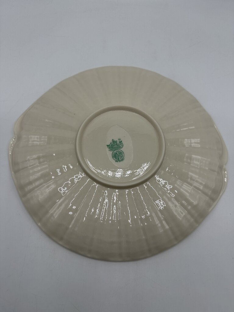 VTG Belleek Irish Neptune Yellow 10” Cake Plate Green Mark /ro