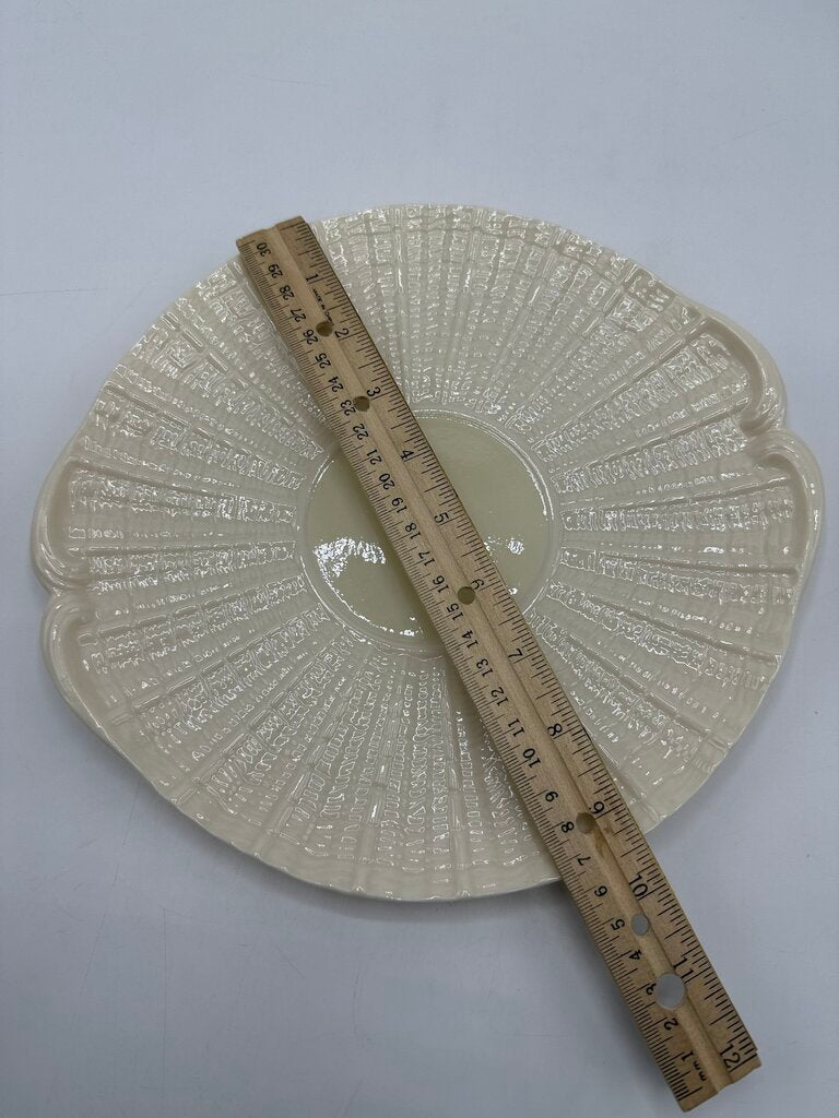 VTG Belleek Irish Neptune Yellow 10” Cake Plate Green Mark /ro