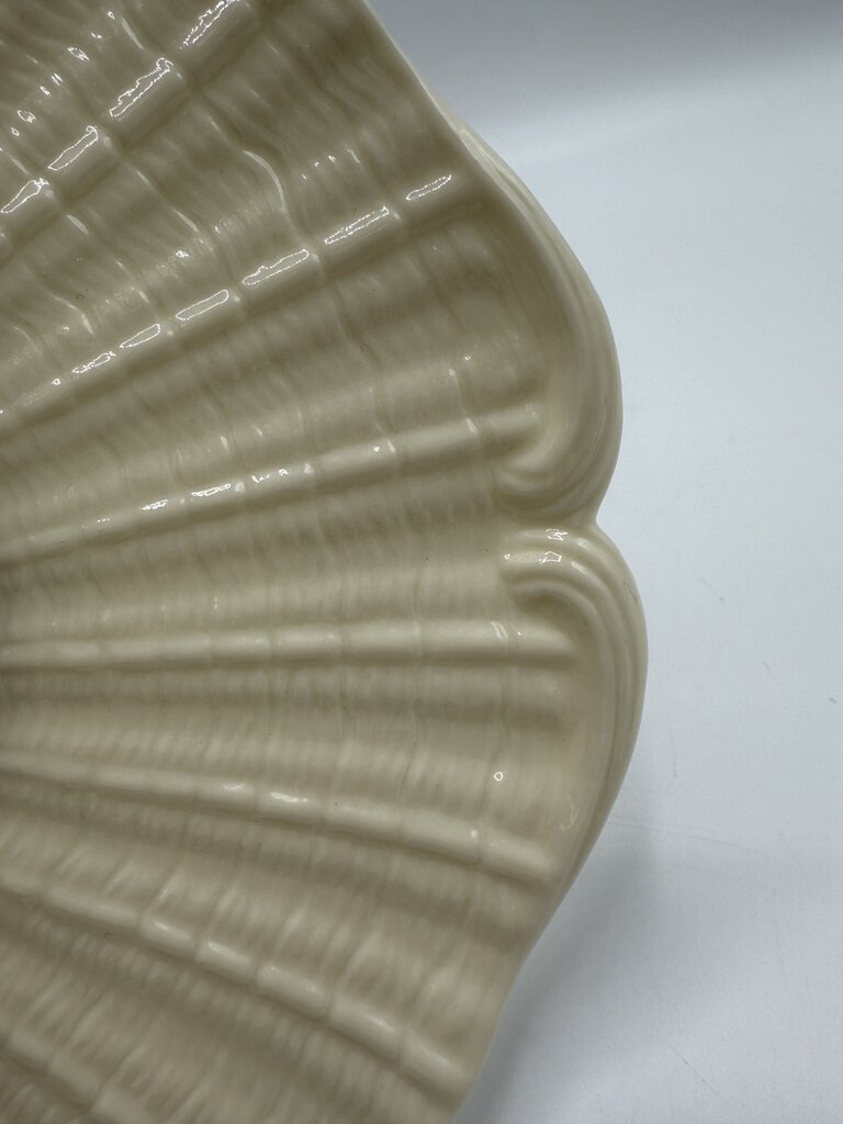 VTG Belleek Irish Neptune Yellow 10” Cake Plate Green Mark /ro