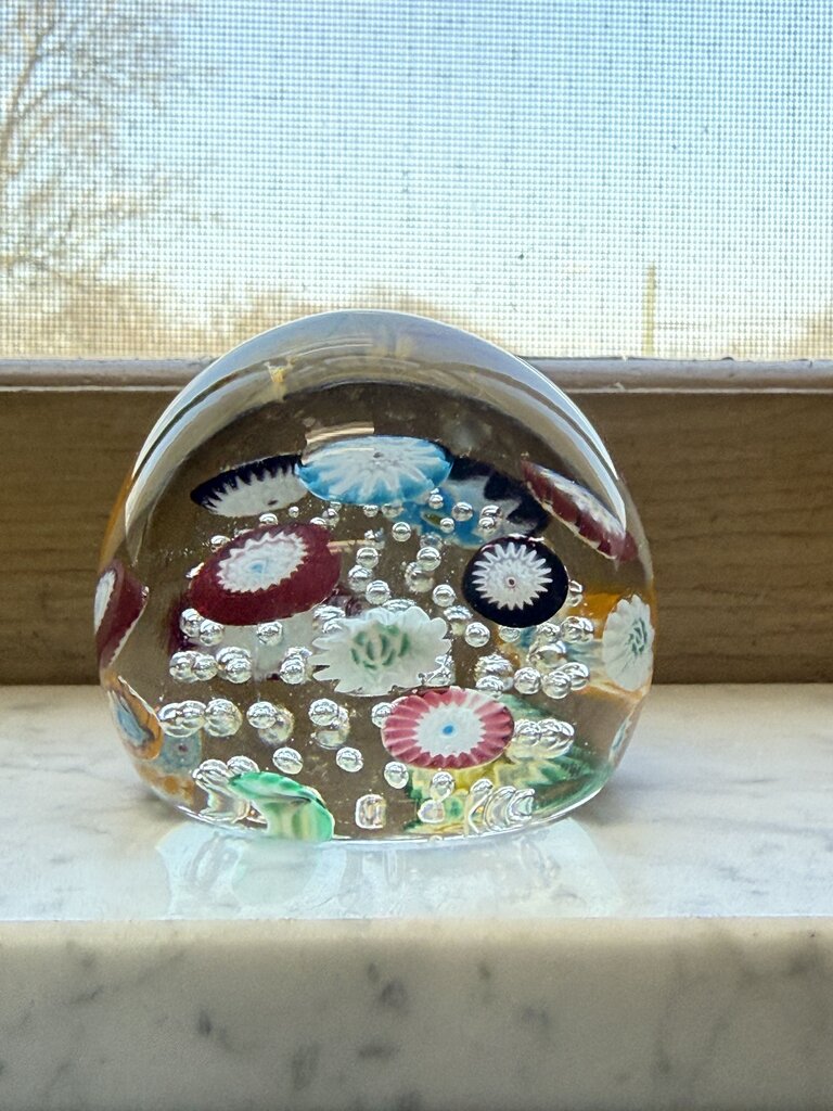 VTG Murano Glass Multi-Color Control Bubble Paperweight /ro