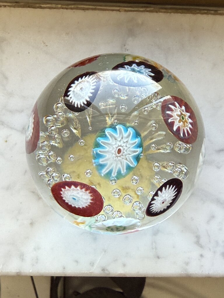 VTG Murano Glass Multi-Color Control Bubble Paperweight /ro
