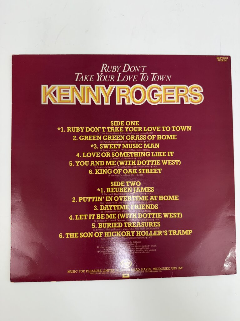 Vintage Kenny Rogers Vinyl Record Album “Ruby Don’t Take Your Love to Town” /ro