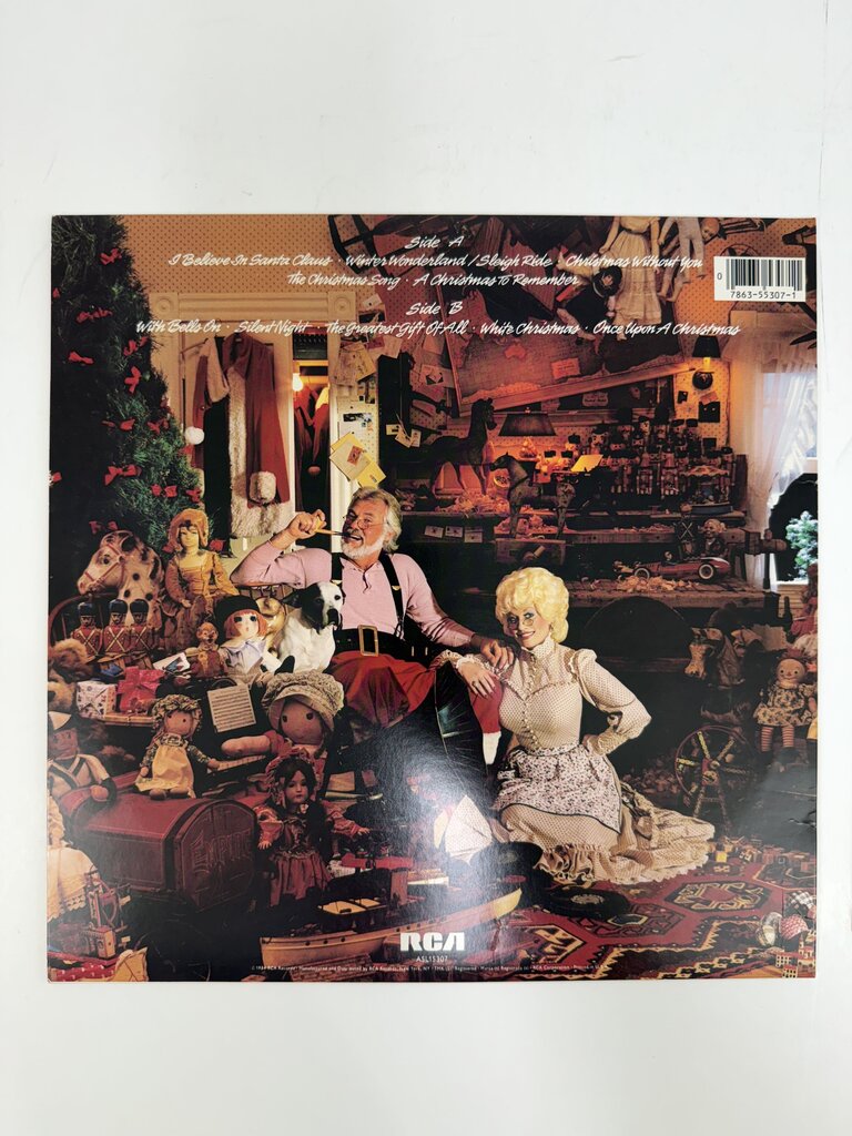 VTG Kenny & Dolly “Once Upon A Christmas” Vinyl Record Album /ro