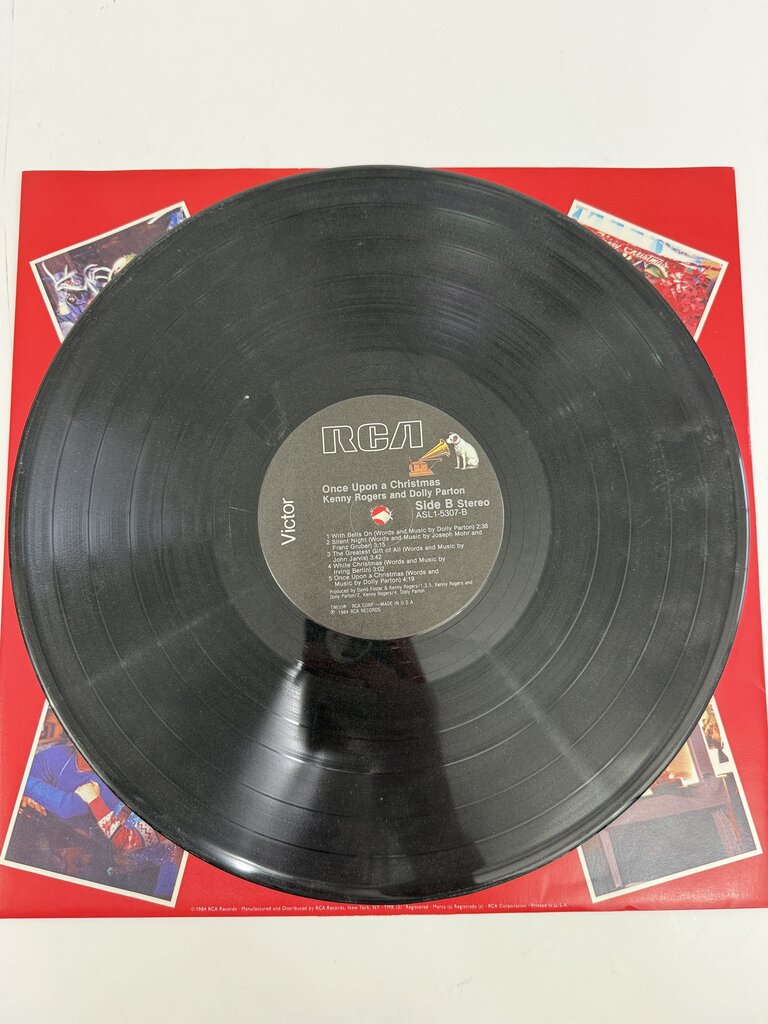 VTG Kenny & Dolly “Once Upon A Christmas” Vinyl Record Album /ro