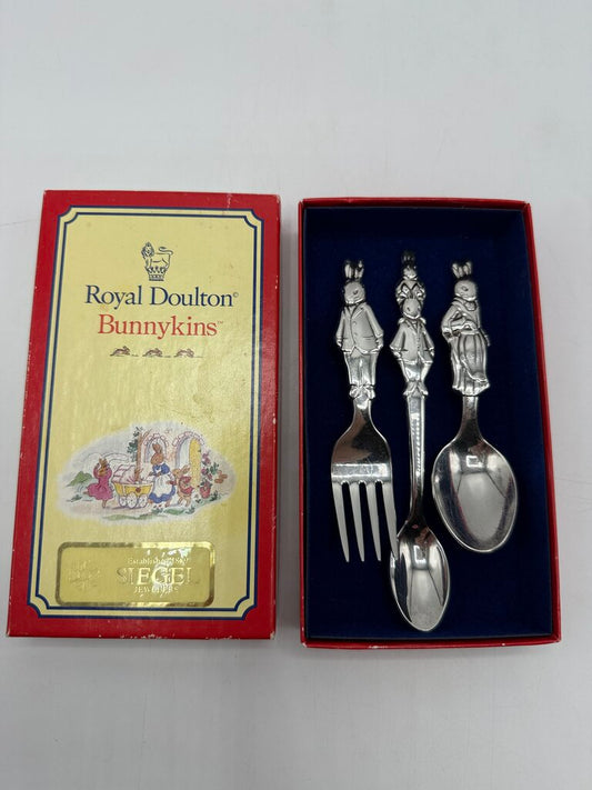 1998 Royal Doulton Bunnykins 3 pc Youth Flatware Set /ro