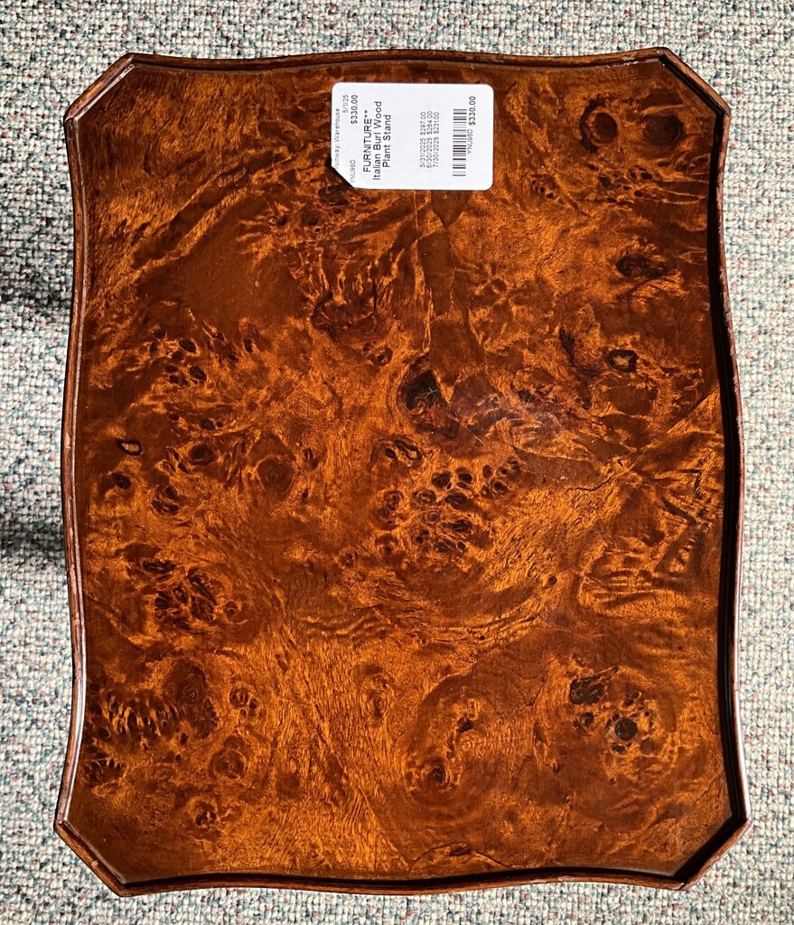Italian Burl Wood Plant Stand