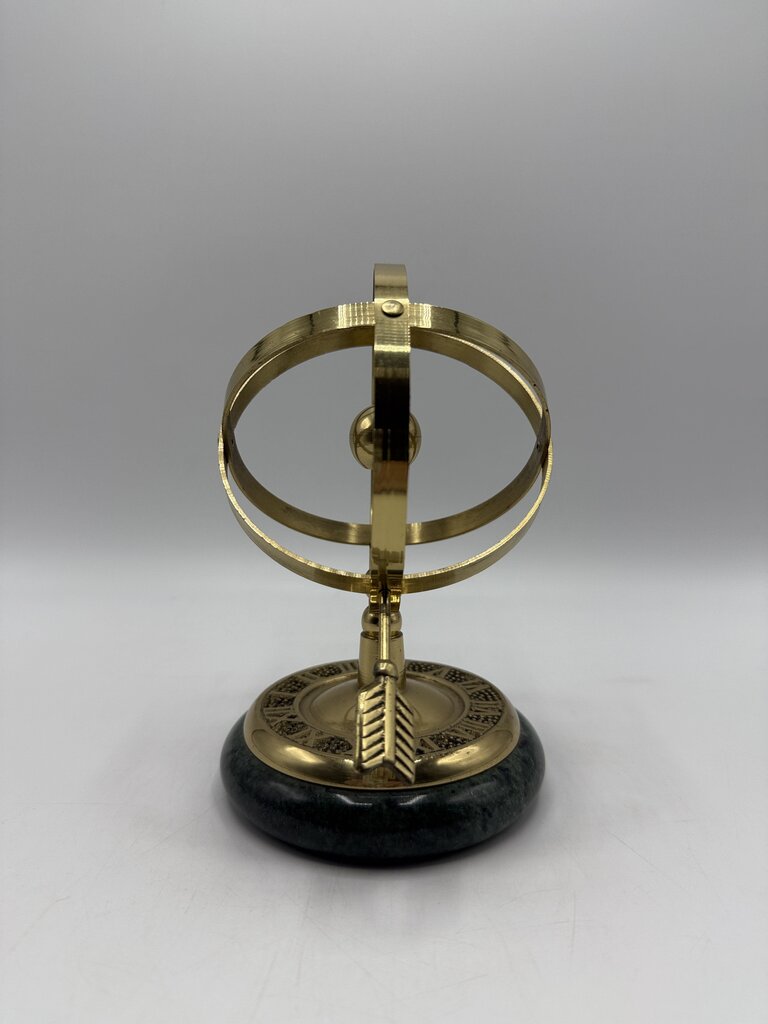 Armillary Sundial Brass & Green Marble Table Top Vintage /ro