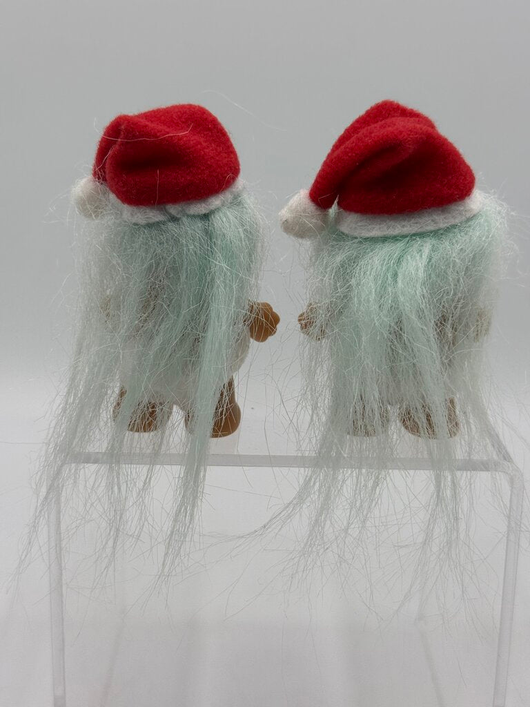 Set of 2 Russ Troll Santa Doll 3” Blue Hair/Diaper/Santa Hat /rb