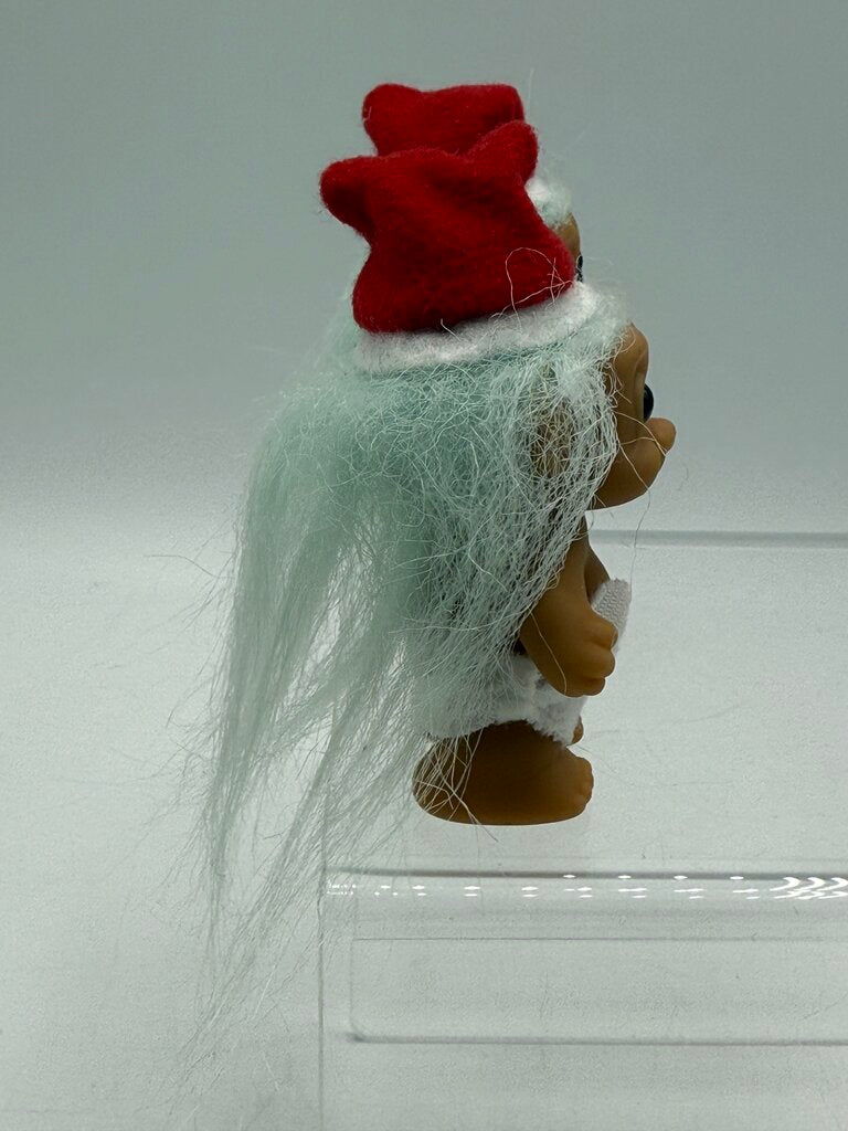 Set of 2 Russ Troll Santa Doll 3” Blue Hair/Diaper/Santa Hat /rb