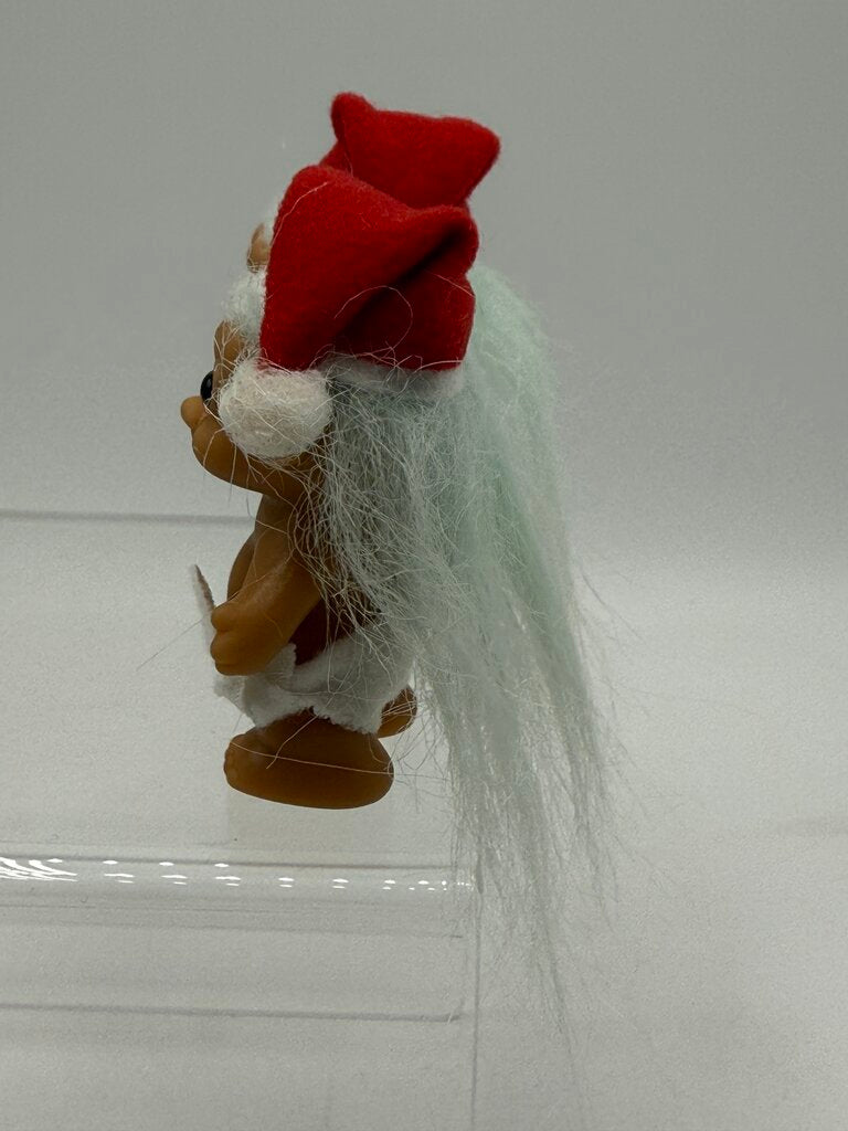 Set of 2 Russ Troll Santa Doll 3” Blue Hair/Diaper/Santa Hat /rb