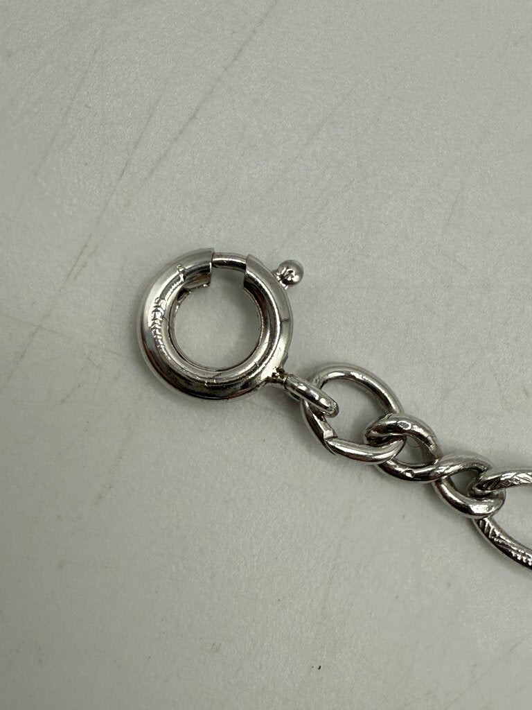 Vintage Sterling Silver Charm Bracelet Figaro Link 7” /ro