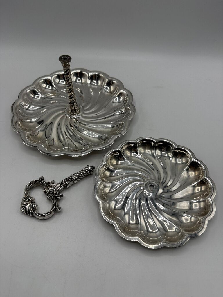 F.B. Rogers Silverplate 2 Tier Serving Tray Dessert Stand /rw