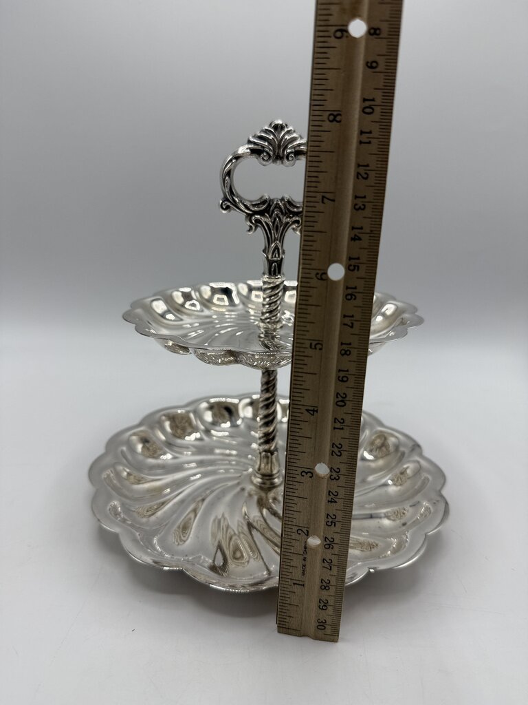 F.B. Rogers Silverplate 2 Tier Serving Tray Dessert Stand /rw