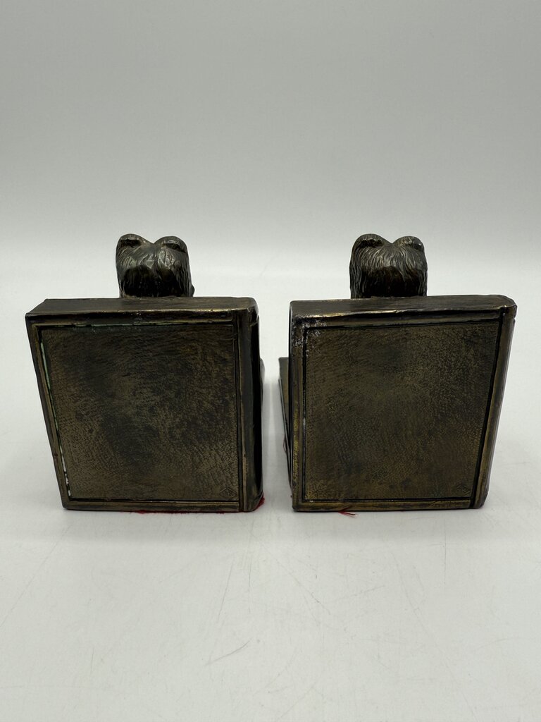 Antique TK Metal Bronze/Brass Book Ends Reading /rw
