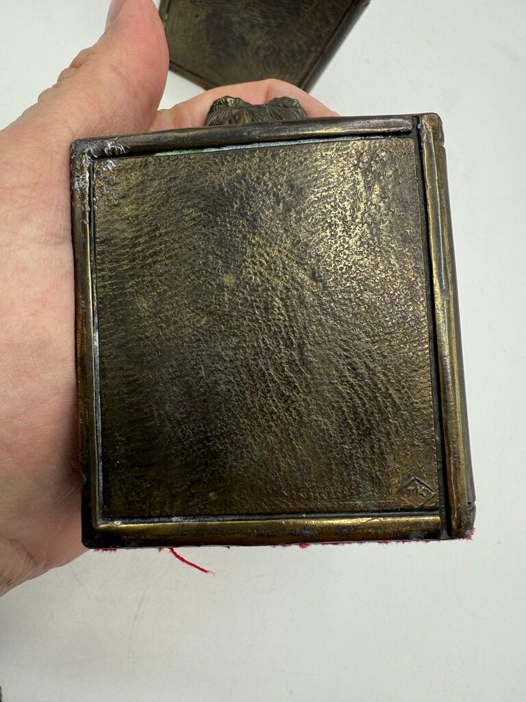 Antique TK Metal Bronze/Brass Book Ends Reading /rw