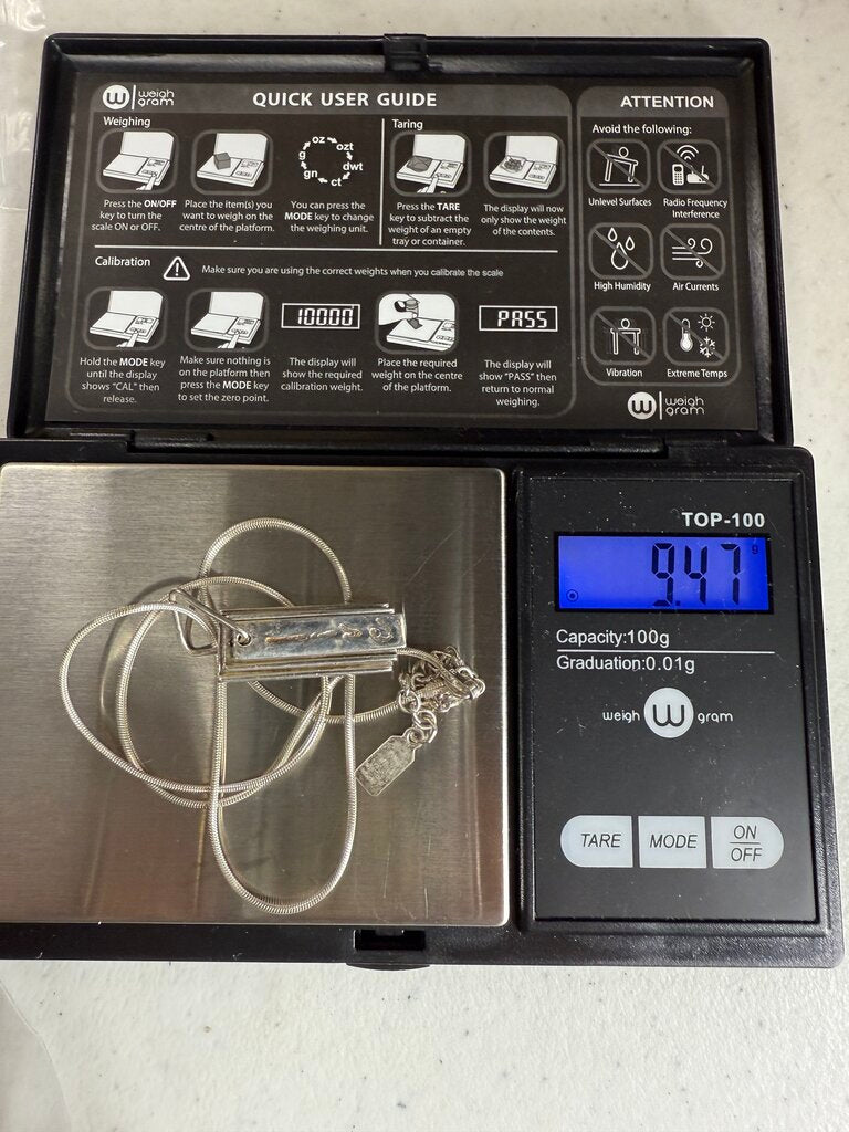 Sterling Silver Snake Chain Necklace Live Laugh Love Pendant 14.5” /ro