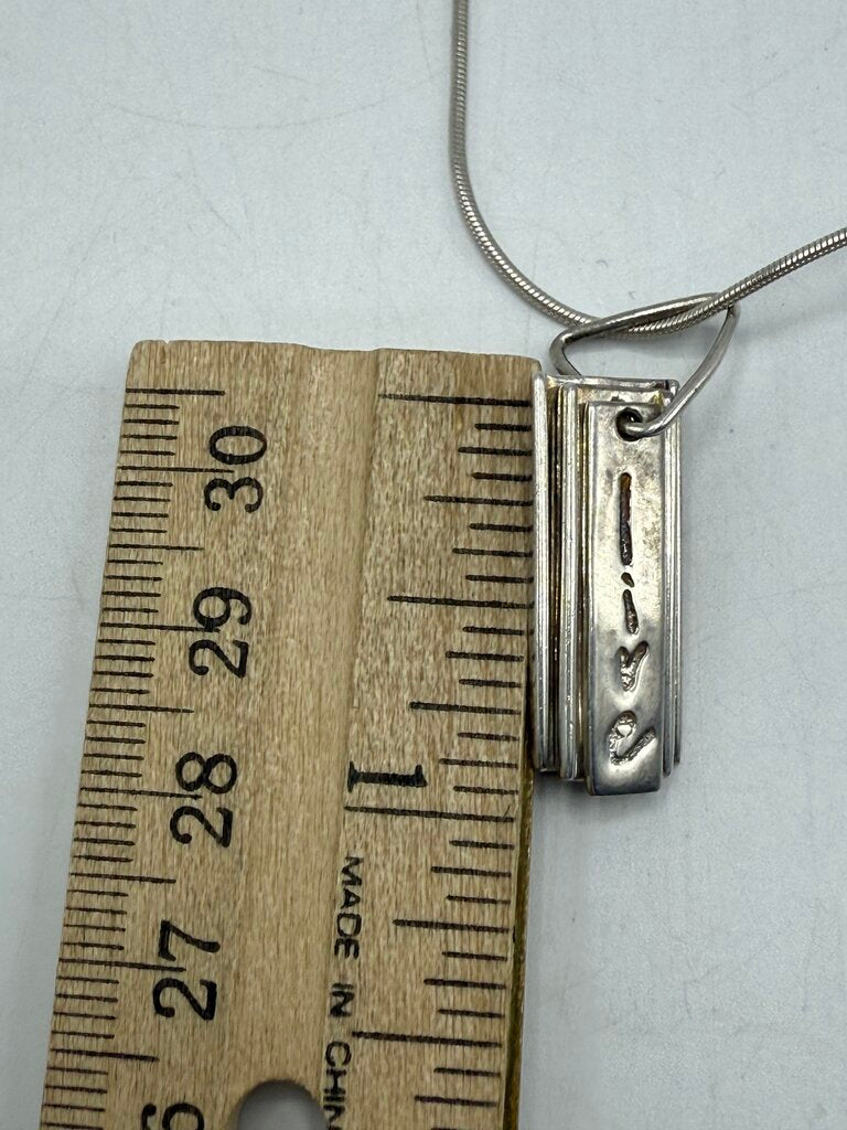 Sterling Silver Snake Chain Necklace Live Laugh Love Pendant 14.5” /ro