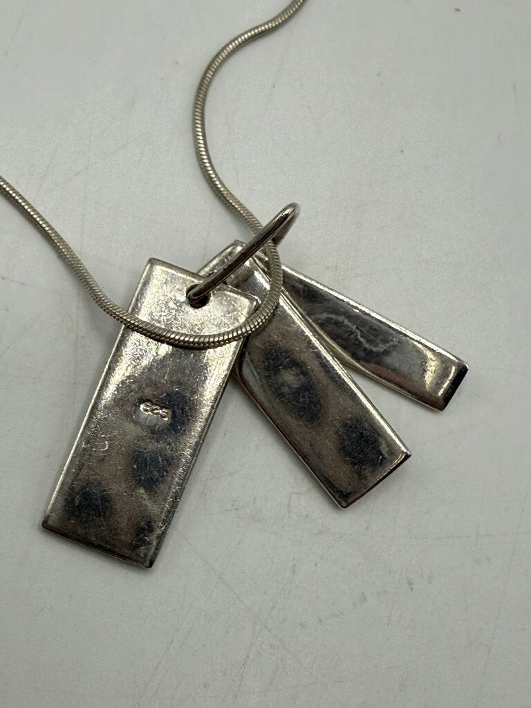 Sterling Silver Snake Chain Necklace Live Laugh Love Pendant 14.5” /ro