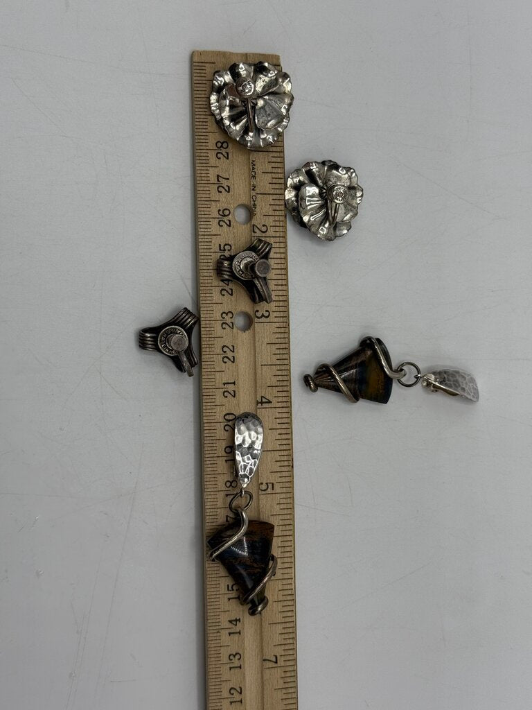 Lot of 3 Sterling Silver Screw Back Earrings /ro