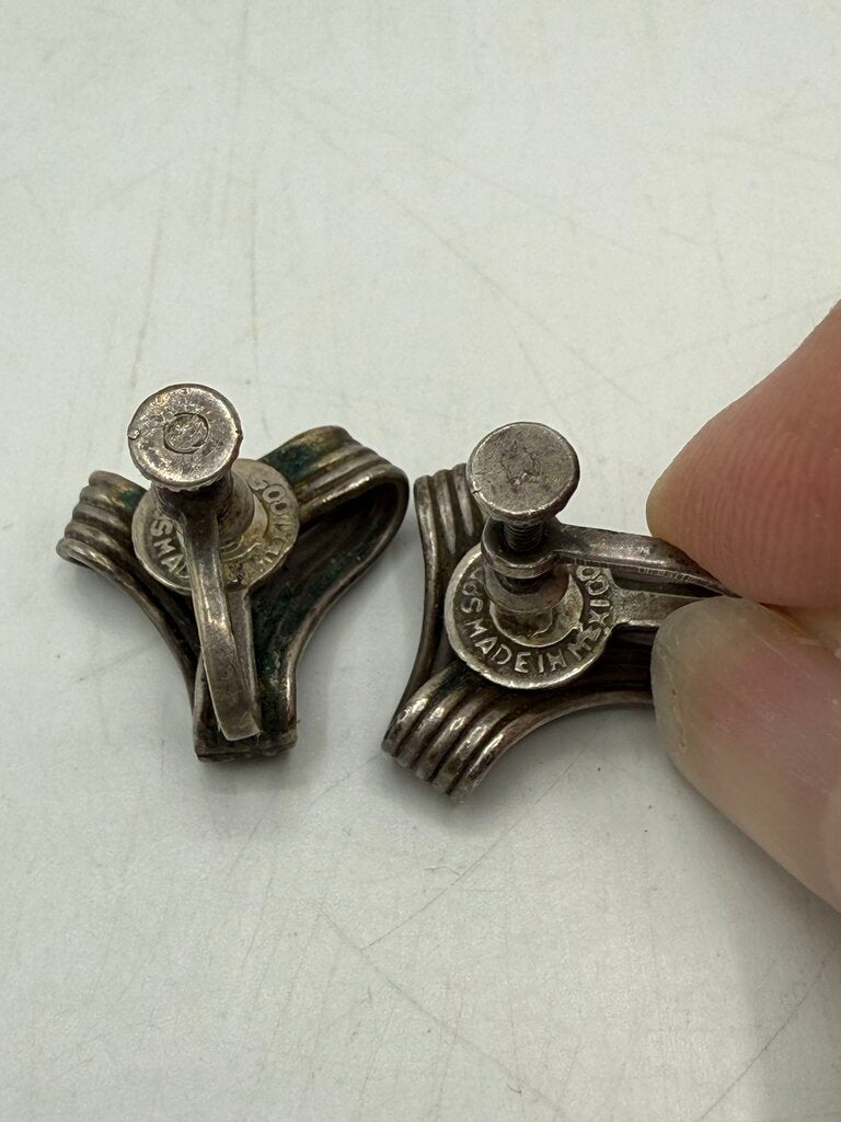 Lot of 3 Sterling Silver Screw Back Earrings /ro