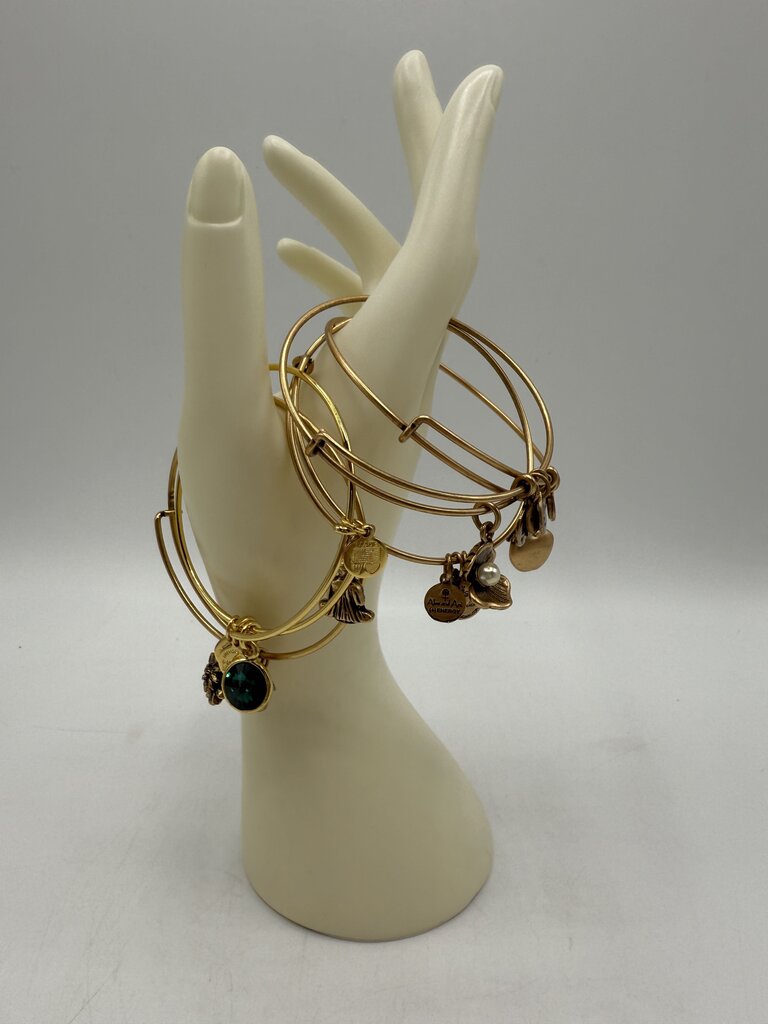 Alex and Ani + Energy Bracelet w/Charms set of 5 /ro