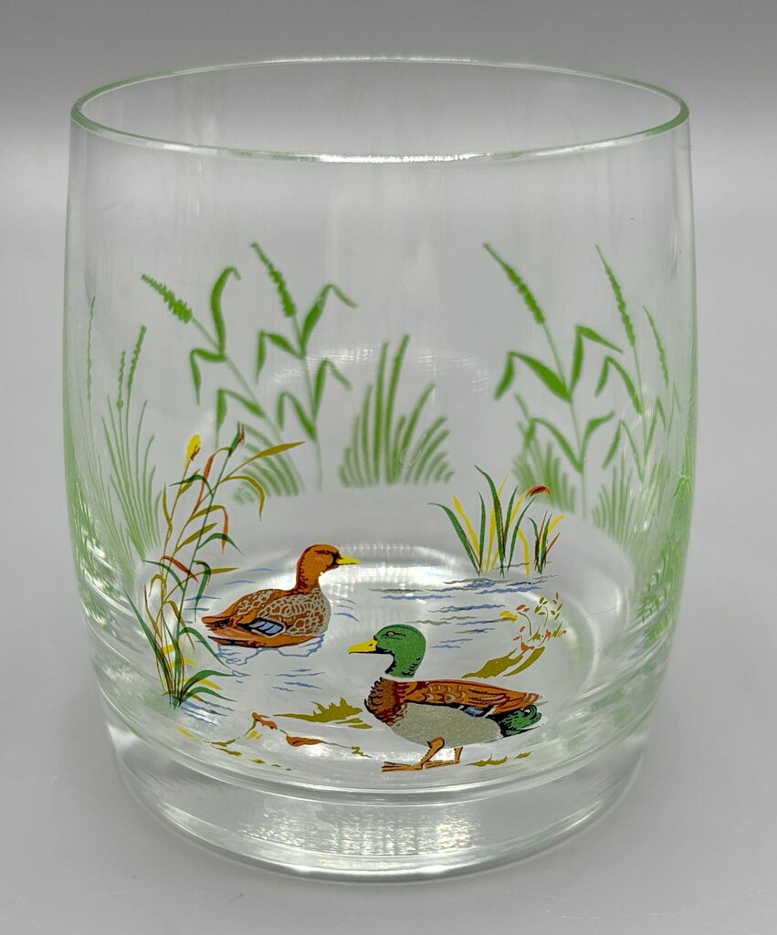 Set of 4 Bohemia Czech Mallard Duck, Marsh, Whiskey Glasses /j