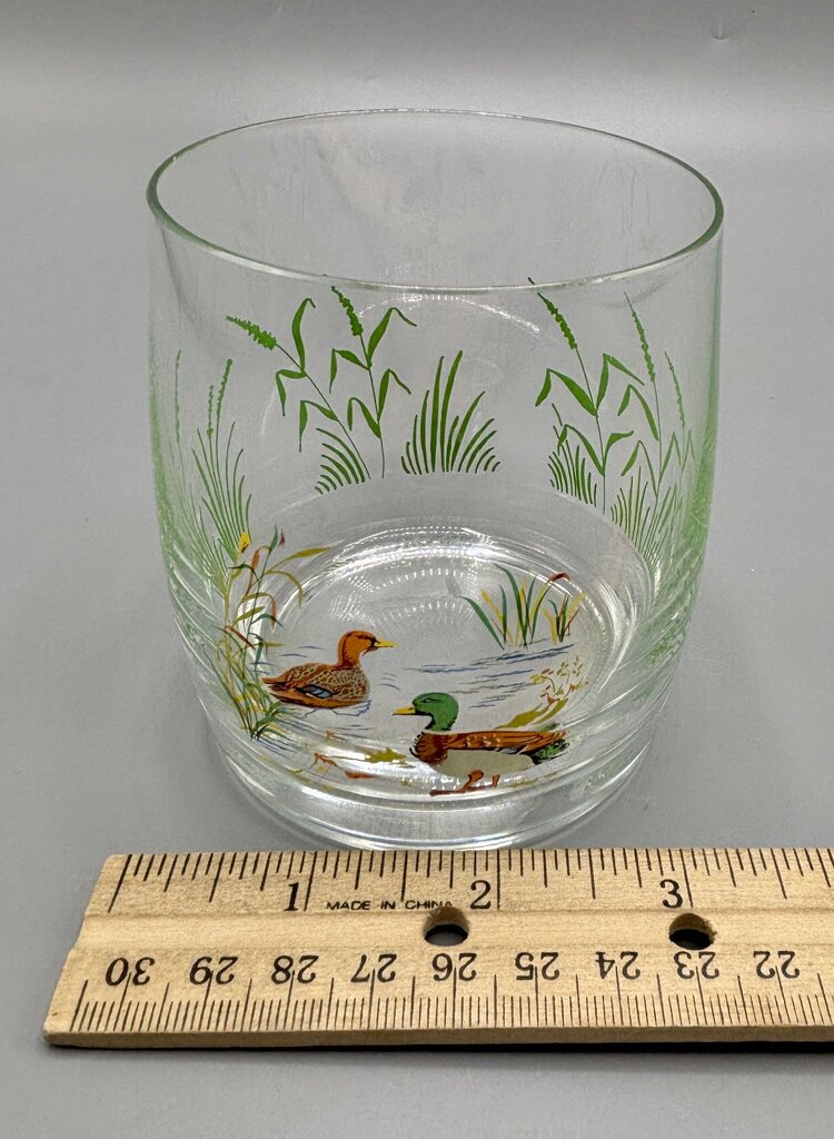 Set of 4 Bohemia Czech Mallard Duck, Marsh, Whiskey Glasses /j