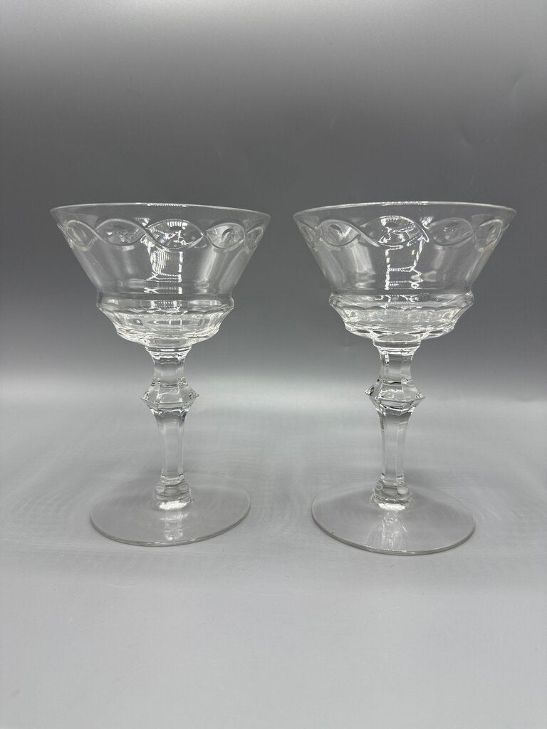 2 Libbey Rock Sharpe Crystal Champagne/Tall Sherbet EUC /rw