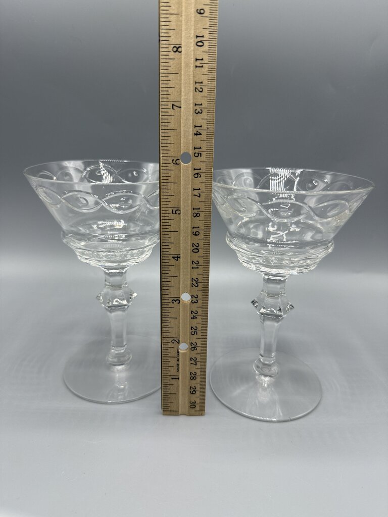 2 Libbey Rock Sharpe Crystal Champagne/Tall Sherbet EUC /rw