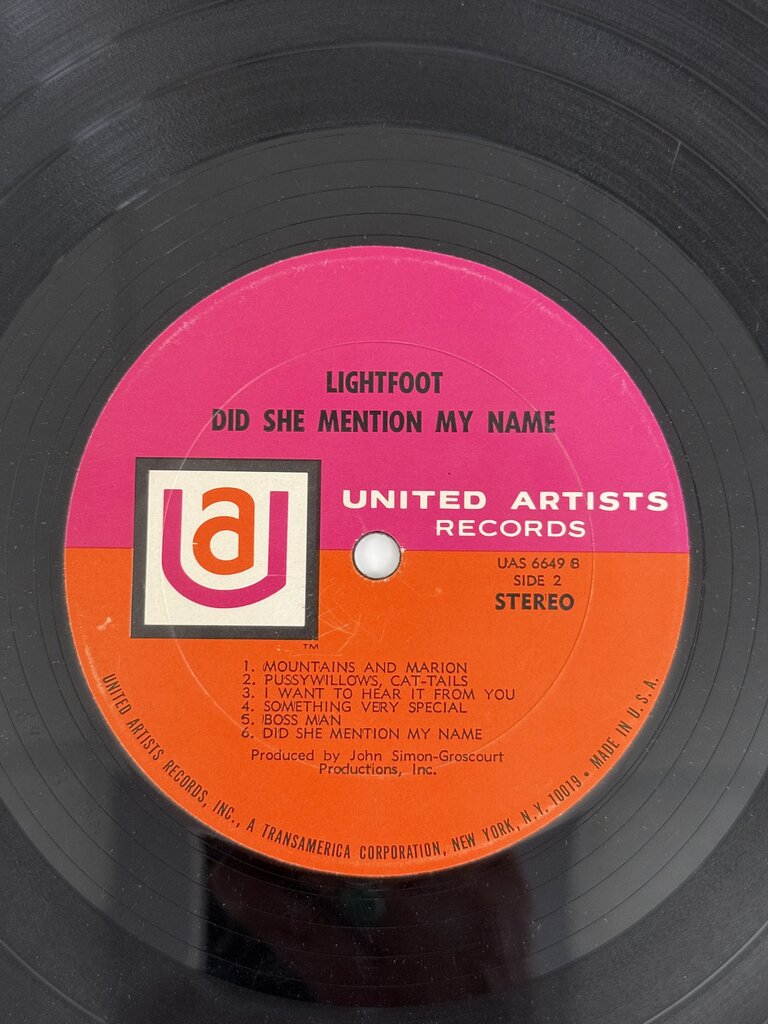 VTG Gordon Lightfoot Vinyl Album LP Did She Mention My Name /ro
