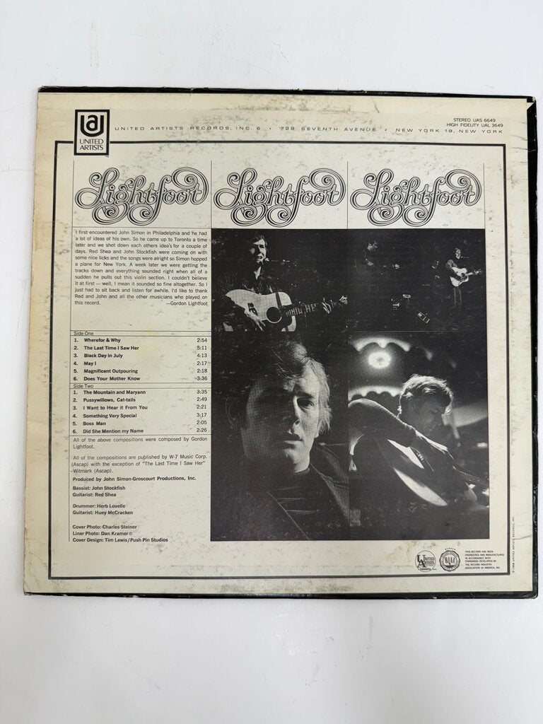 VTG Gordon Lightfoot Vinyl Album LP Did She Mention My Name /ro