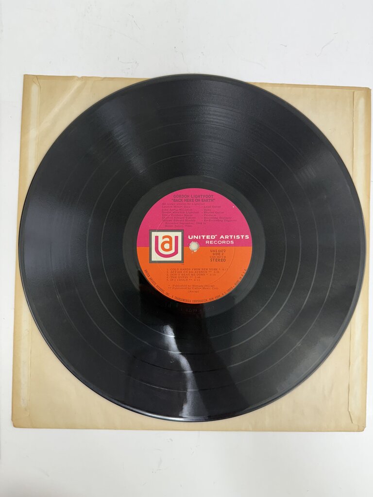 VTG Vinyl Album Gordon Lightfoot Back Here on Earth LP /ro