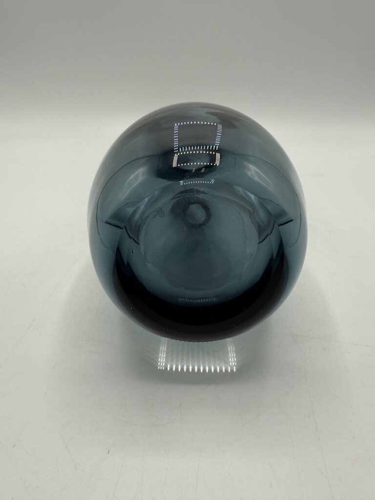 Blown Art Glass Goose Neck Vase Smokey Blue 11.5” /roh