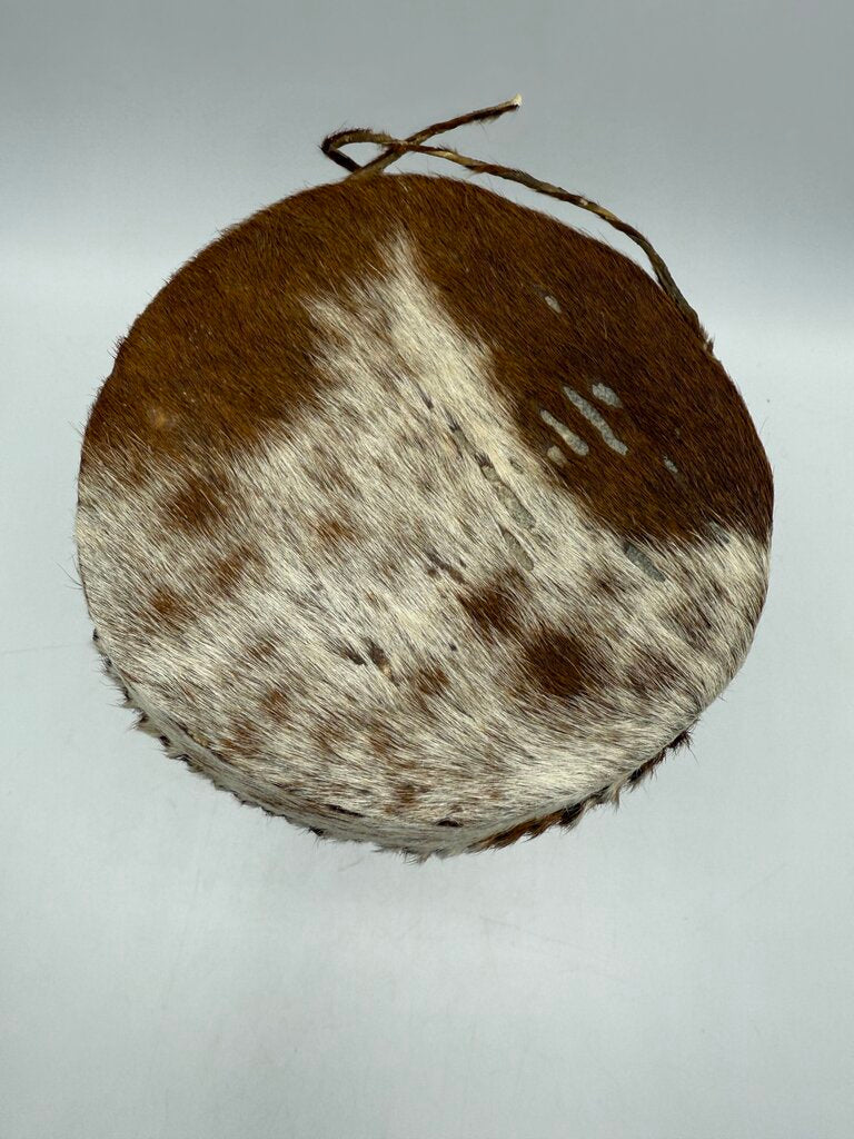 Vintage African Animal Skin Rattle Drum 9” Tall /rw