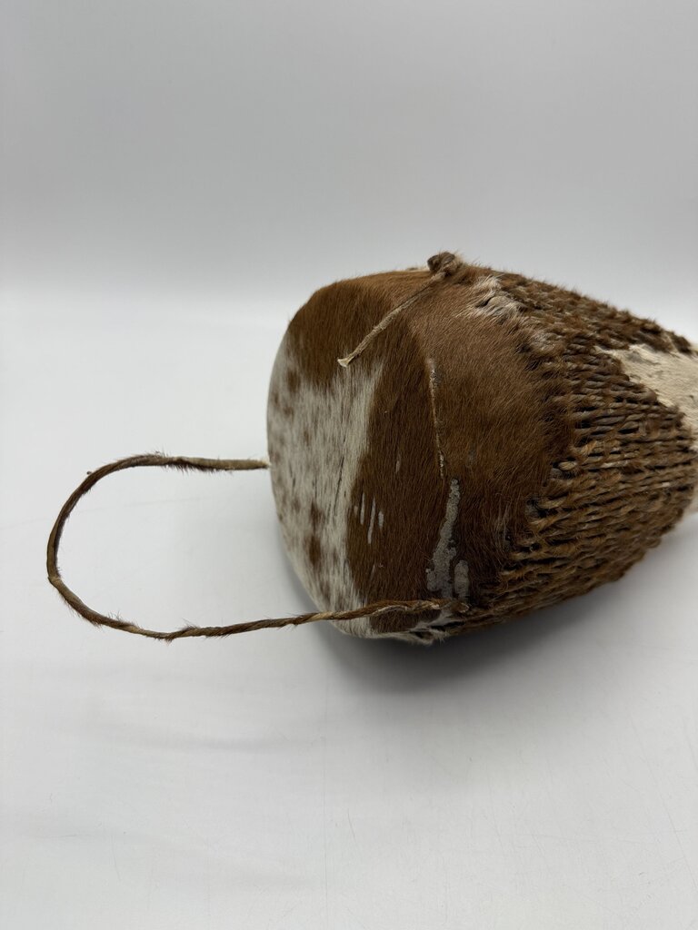 Vintage African Animal Skin Rattle Drum 9” Tall /rw