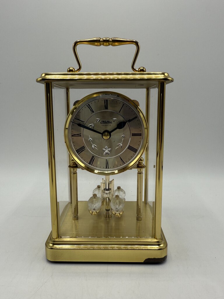 VTG Loricron Quartz Clock Brass 6.5”Tall Battery Works Germany /ro