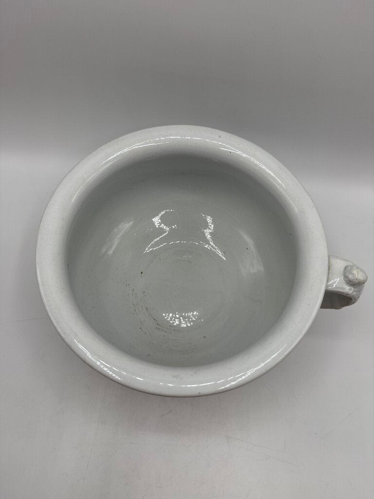 VTG White Ironstone Chamber Pot Grapevine Motif France /ro