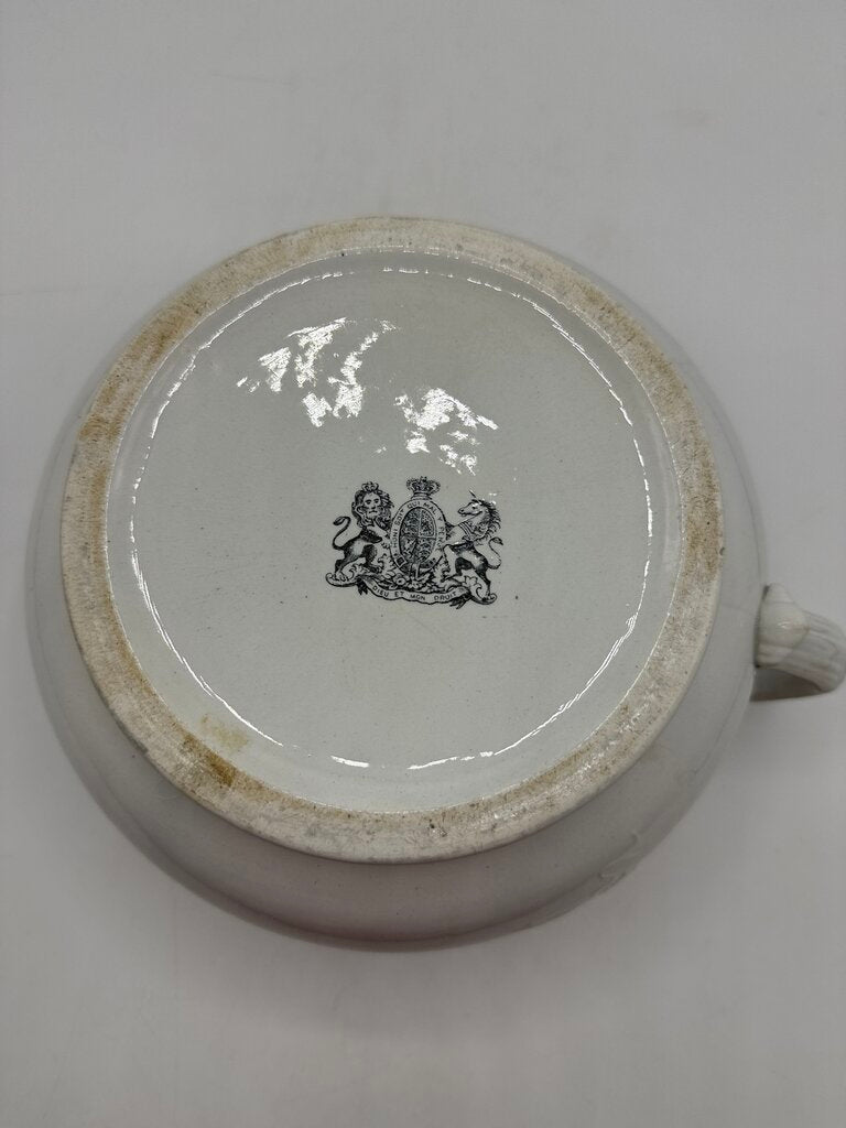 VTG White Ironstone Chamber Pot Grapevine Motif France /ro