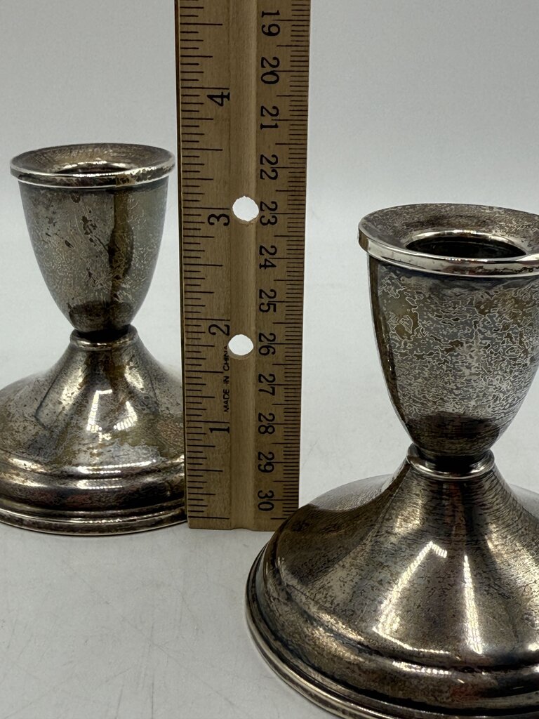 VTG Set of 2 Sterling Silver Candlestick Holders Weighted Base /ro