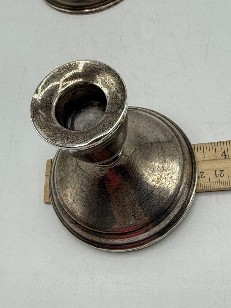 VTG Set of 2 Sterling Silver Candlestick Holders Weighted Base /ro