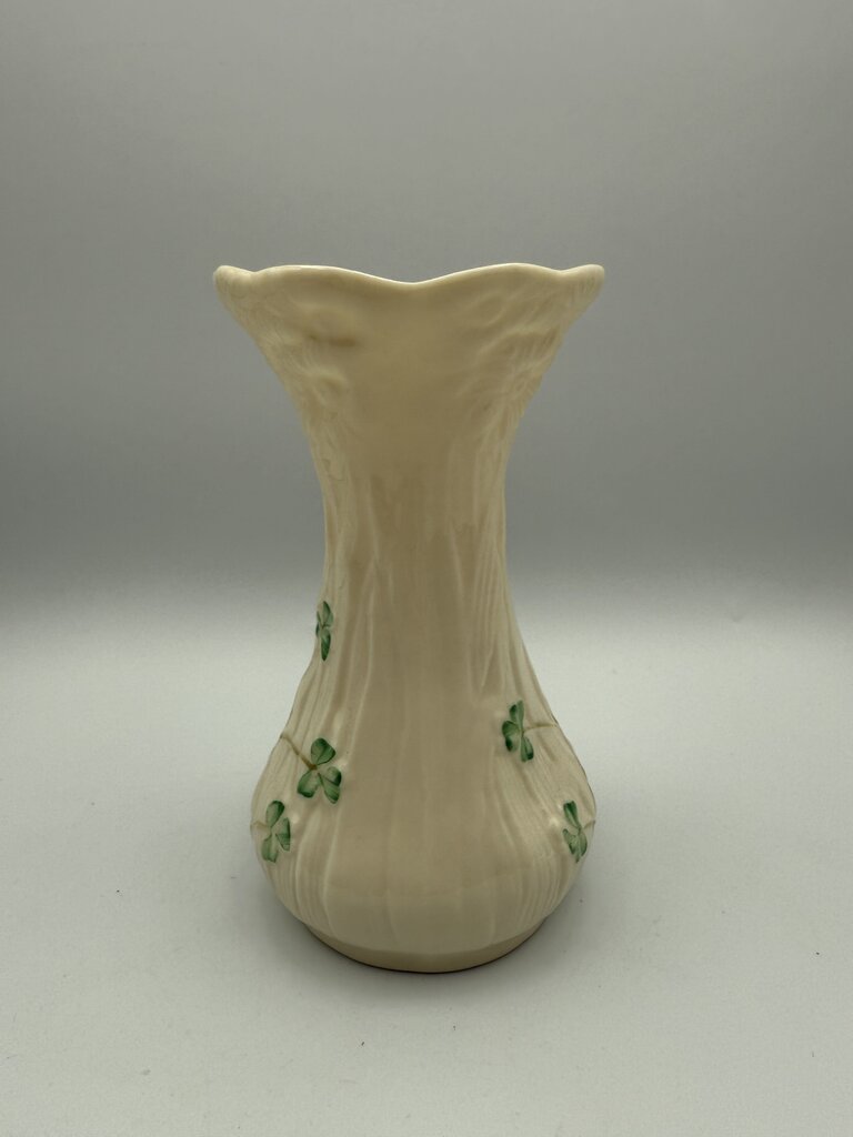 VTG Belleek Shamrock Daisies Porcelain Bud Vase 6” Brown Stamp /ro